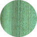 Round Oriental Turquoise Modern Rug, abs4207turq