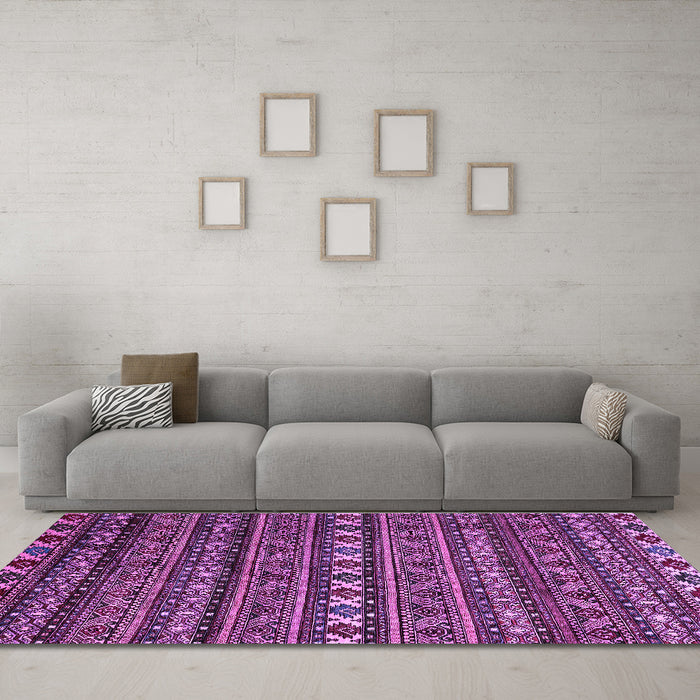 Machine Washable Oriental Purple Modern Area Rugs in a Living Room, wshabs4208pur
