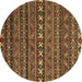 Round Oriental Brown Modern Rug, abs4208brn