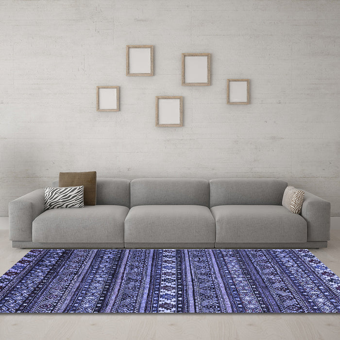 Machine Washable Oriental Blue Modern Rug in a Living Room, wshabs4208blu