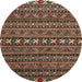 Round Abstract Red Oriental Rug, abs4208