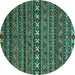 Round Oriental Turquoise Modern Rug, abs4208turq