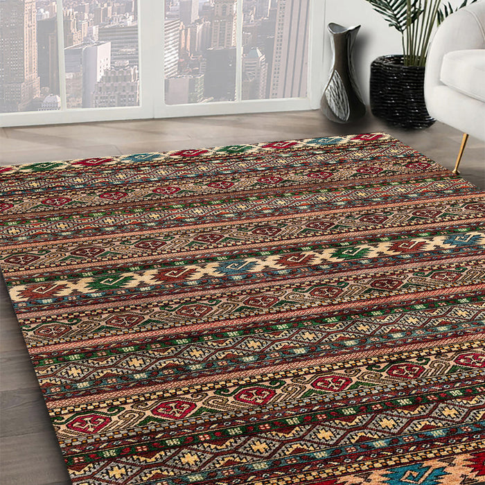 Abstract Red Oriental Rug in Family Room, abs4208