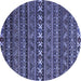 Round Machine Washable Oriental Blue Modern Rug, wshabs4208blu
