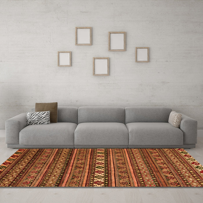 Machine Washable Oriental Orange Modern Area Rugs in a Living Room, wshabs4208org