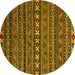 Round Machine Washable Oriental Yellow Modern Rug, wshabs4208yw