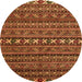 Round Machine Washable Oriental Orange Modern Area Rugs, wshabs4208org