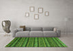 Machine Washable Oriental Green Modern Area Rugs in a Living Room,, wshabs4208grn