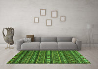 Machine Washable Oriental Green Modern Rug, wshabs4208grn