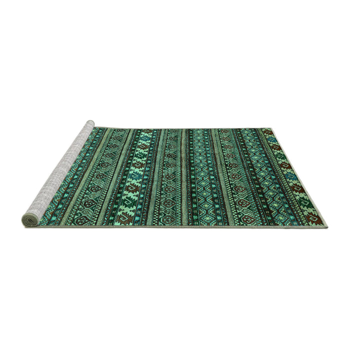 Sideview of Machine Washable Oriental Turquoise Modern Area Rugs, wshabs4208turq