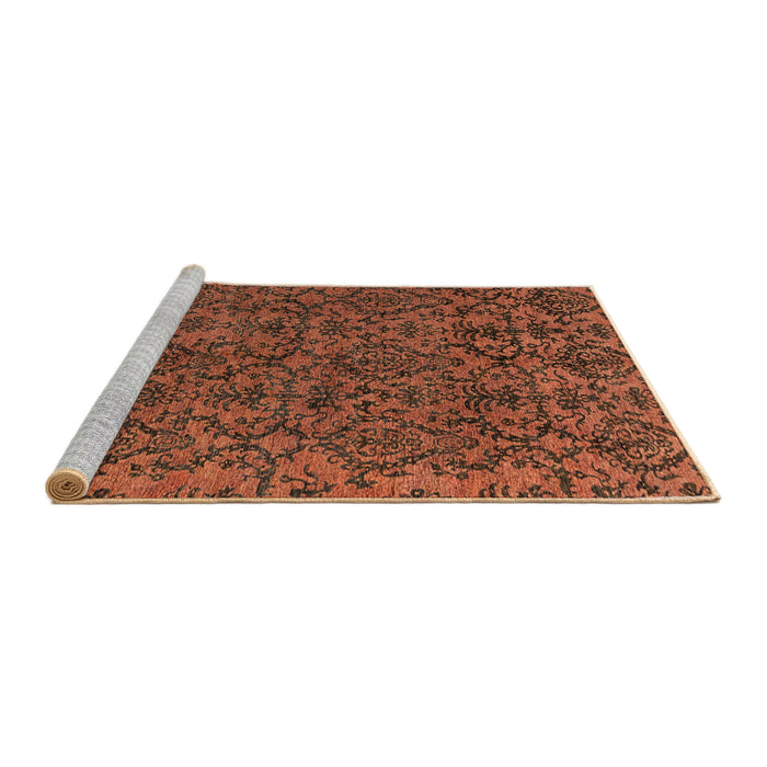 Sideview of Machine Washable Abstract Saffron Red Rug, wshabs4209