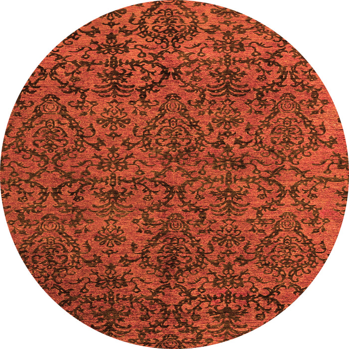 Round Oriental Orange Modern Rug, abs4209org