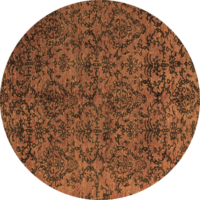 Round Machine Washable Oriental Brown Modern Rug, wshabs4209brn