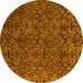 Round Machine Washable Oriental Yellow Modern Rug, wshabs4209yw