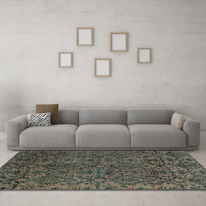 Machine Washable Oriental Light Blue Modern Rug in a Living Room, wshabs4209lblu