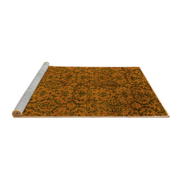 Sideview of Machine Washable Oriental Yellow Modern Rug, wshabs4209yw