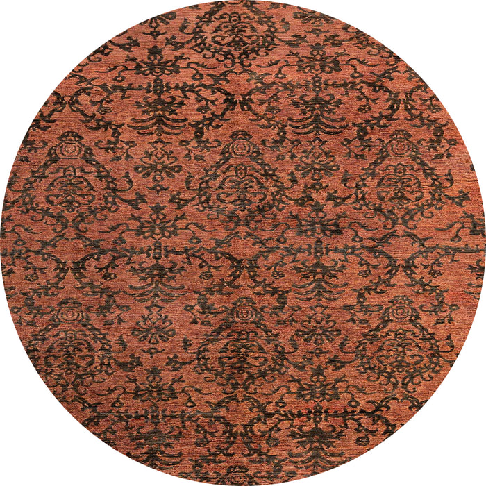 Round Machine Washable Abstract Saffron Red Rug, wshabs4209