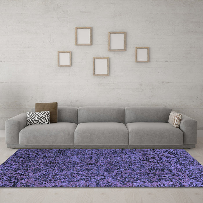 Machine Washable Oriental Blue Modern Rug in a Living Room, wshabs4209blu