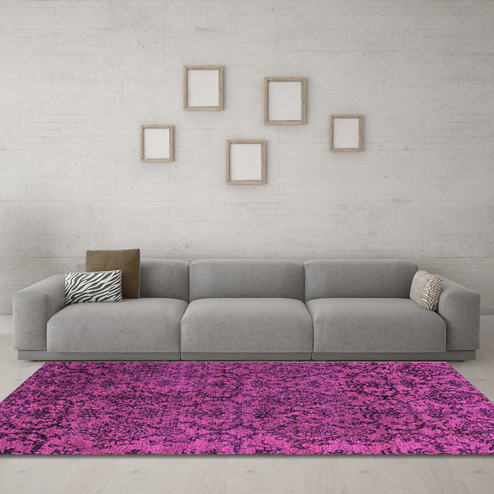 Machine Washable Oriental Purple Modern Area Rugs in a Living Room, wshabs4209pur