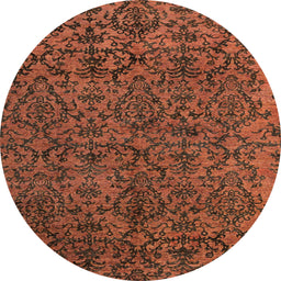 Round Abstract Saffron Red Oriental Rug, abs4209