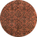 Round Abstract Saffron Red Oriental Rug, abs4209