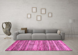 Machine Washable Abstract Pink Modern Rug in a Living Room, wshabs420pnk