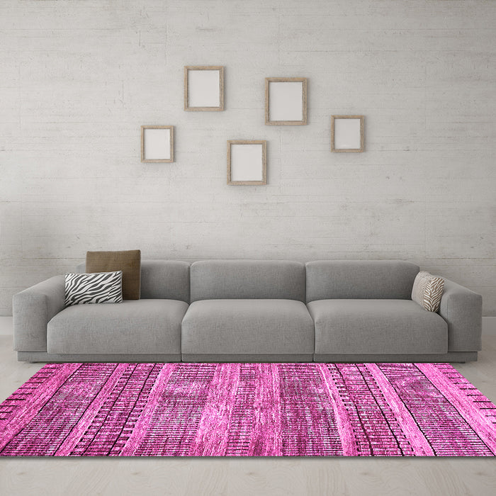 Machine Washable Abstract Pink Modern Rug in a Living Room, wshabs420pnk