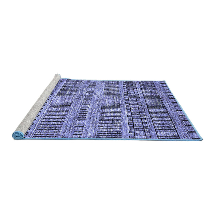Sideview of Machine Washable Abstract Blue Modern Rug, wshabs420blu
