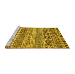 Sideview of Machine Washable Abstract Yellow Modern Rug, wshabs420yw