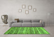 Machine Washable Abstract Green Modern Area Rugs in a Living Room,, wshabs420grn