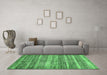 Machine Washable Abstract Emerald Green Modern Area Rugs in a Living Room,, wshabs420emgrn