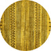 Round Abstract Yellow Modern Rug, abs420yw