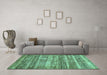 Machine Washable Abstract Turquoise Modern Area Rugs in a Living Room,, wshabs420turq