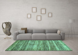 Machine Washable Abstract Turquoise Modern Area Rugs in a Living Room,, wshabs420turq
