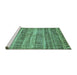 Sideview of Machine Washable Abstract Turquoise Modern Area Rugs, wshabs420turq