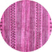 Round Machine Washable Abstract Pink Modern Rug, wshabs420pnk