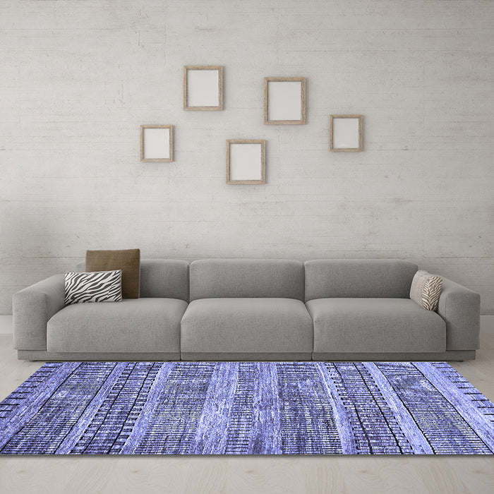 Machine Washable Abstract Blue Modern Rug in a Living Room, wshabs420blu