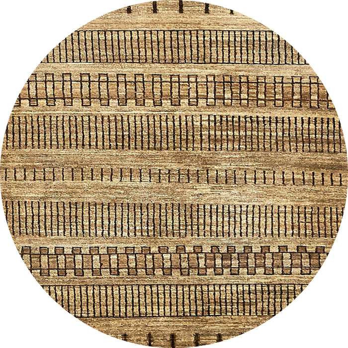 Round Machine Washable Abstract Saddle Brown Rug, wshabs420