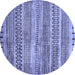 Round Machine Washable Abstract Blue Modern Rug, wshabs420blu