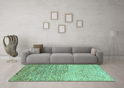 Machine Washable Oriental Turquoise Modern Area Rugs in a Living Room,, wshabs4210turq