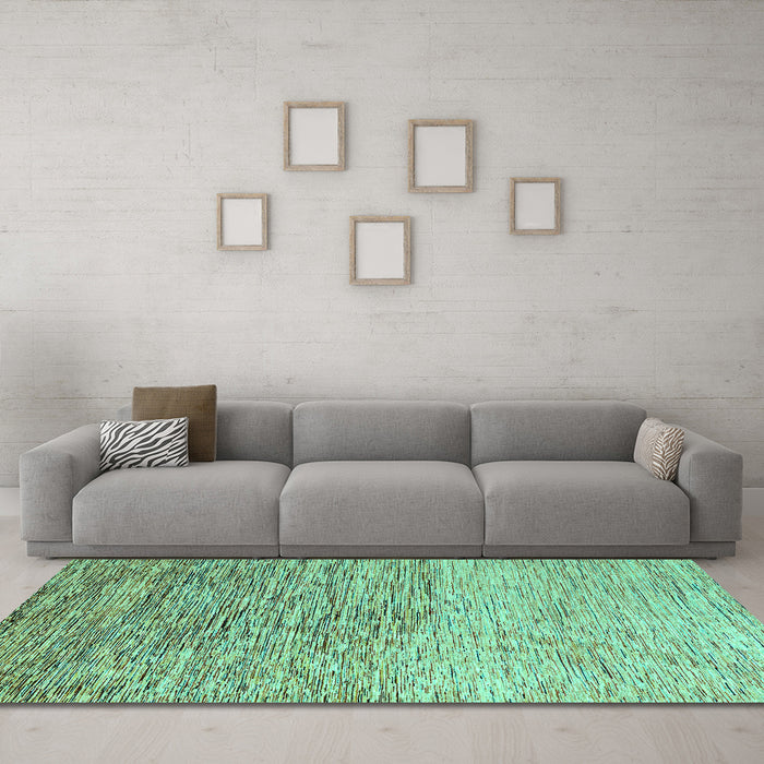 Machine Washable Oriental Turquoise Modern Area Rugs in a Living Room,, wshabs4210turq