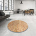 Round Machine Washable Abstract Red Rug in a Office, wshabs4210