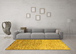 Machine Washable Oriental Yellow Modern Rug in a Living Room, wshabs4210yw