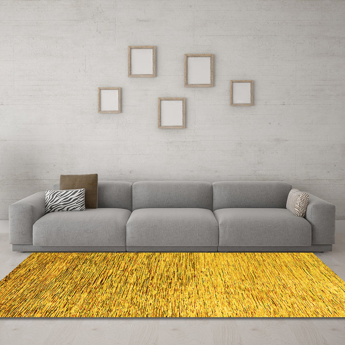 Machine Washable Oriental Yellow Modern Rug in a Living Room, wshabs4210yw