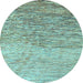 Round Oriental Light Blue Modern Rug, abs4210lblu