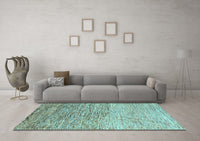 Machine Washable Oriental Light Blue Modern Rug, wshabs4210lblu