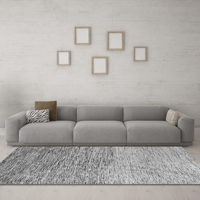 Machine Washable Oriental Gray Modern Rug in a Living Room,, wshabs4210gry