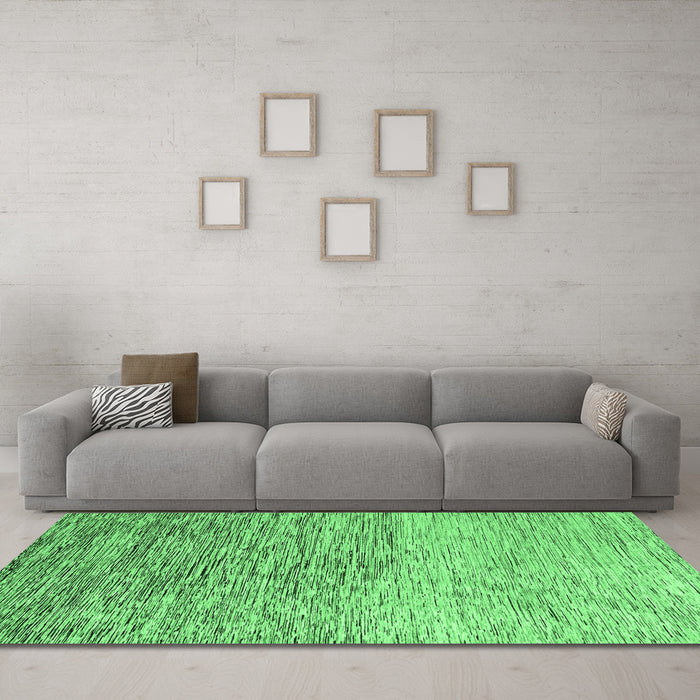 Machine Washable Oriental Emerald Green Modern Area Rugs in a Living Room,, wshabs4210emgrn
