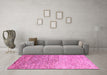 Machine Washable Oriental Pink Modern Rug in a Living Room, wshabs4210pnk