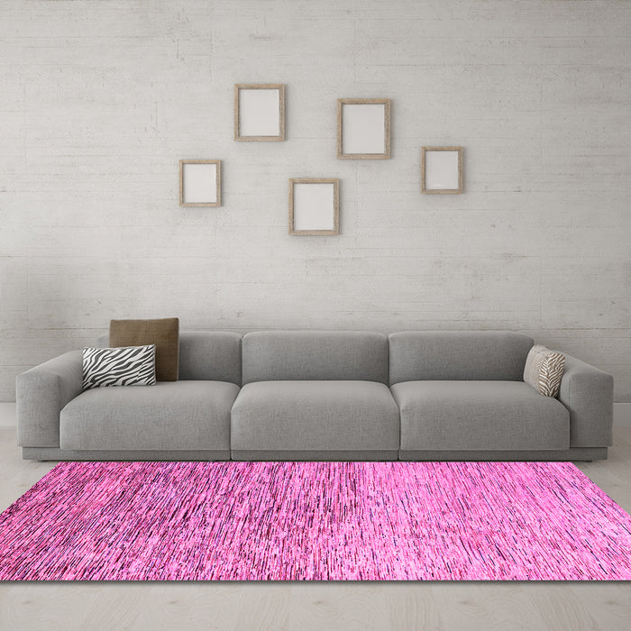 Machine Washable Oriental Pink Modern Rug in a Living Room, wshabs4210pnk